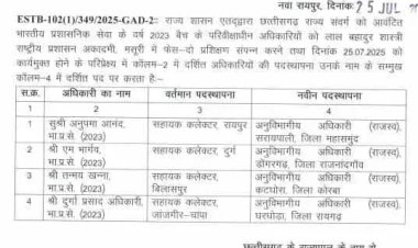 2023 बैच के IAS अधिकारियों की नई पदस्थापना का आदेश जारी, देखें लिस्ट