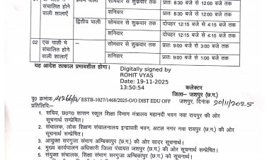 जशपुर जिले में पढ़ रही कड़ाके की ठंड को देखते हुए, बदला स्कूलों के संचालन का समय   देखें आदेश में एक और दो पालियों में संचालित स्कूलों का समय