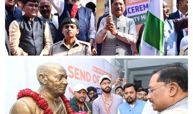 मुख्यमंत्री विष्णुदेव साय ने यूनिटी मार्च के लिए राज्य के 68 युवाओं के दल को हरी झंडी दिखाकर किया रवाना  सरदार पटेल की कर्मभूमि करमसद से स्टैच्यू ऑफ यूनिटी केवड़िया तक पदयात्रा में शामिल होंगे छत्तीसगढ़ के युवा