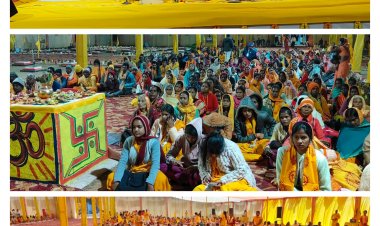 कथा मन की व्यथा को दूर करती है, यज्ञ का निमित्त बनना ही सबसे बड़ा पुण्य - आचार्य दिनेश   गायत्री महामंत्र से गुंजायमान हुआ बगीचा, देवपूजन के साथ 108 हवन कुंडों में प्रज्वलित हुई अग्नि