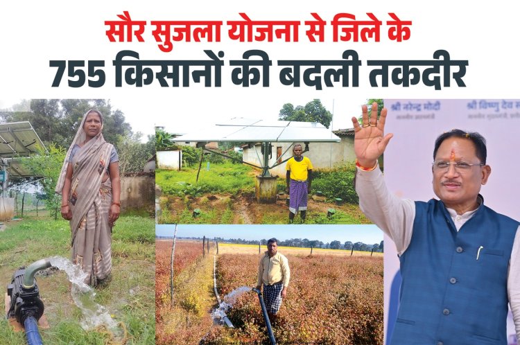 जिले के 755 किसानों की बदल गई तकदीर,  मुख्यमंत्री विष्णुदेव साय ने सौर सुजला योजना से सोलर सिंचाई पंप की दी सौगात