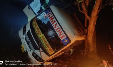 यात्री बस दुर्घटनाग्रस्त एक युवती घायल, बाल बाल बचे यात्री  बस ड्राइवर के नशे में होने से हुआ हादसा