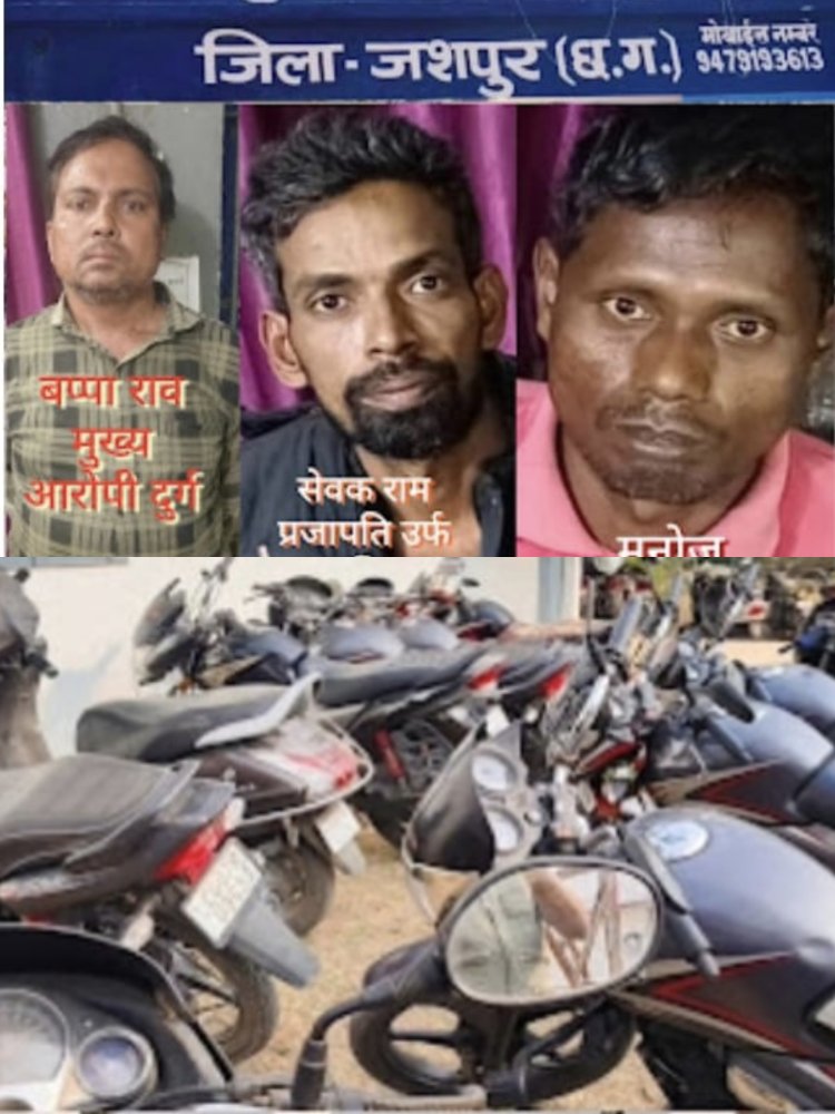 *चोरी की मोटरसाइकिलों के बड़े नेटवर्क का पर्दाफाश*  *चोरी की 24 मोटरसाइकिल और स्कूटी बरामद*  *जशपुर जिले से चोरी की बाइक खरीदने वाले दो गिरफ्तार*